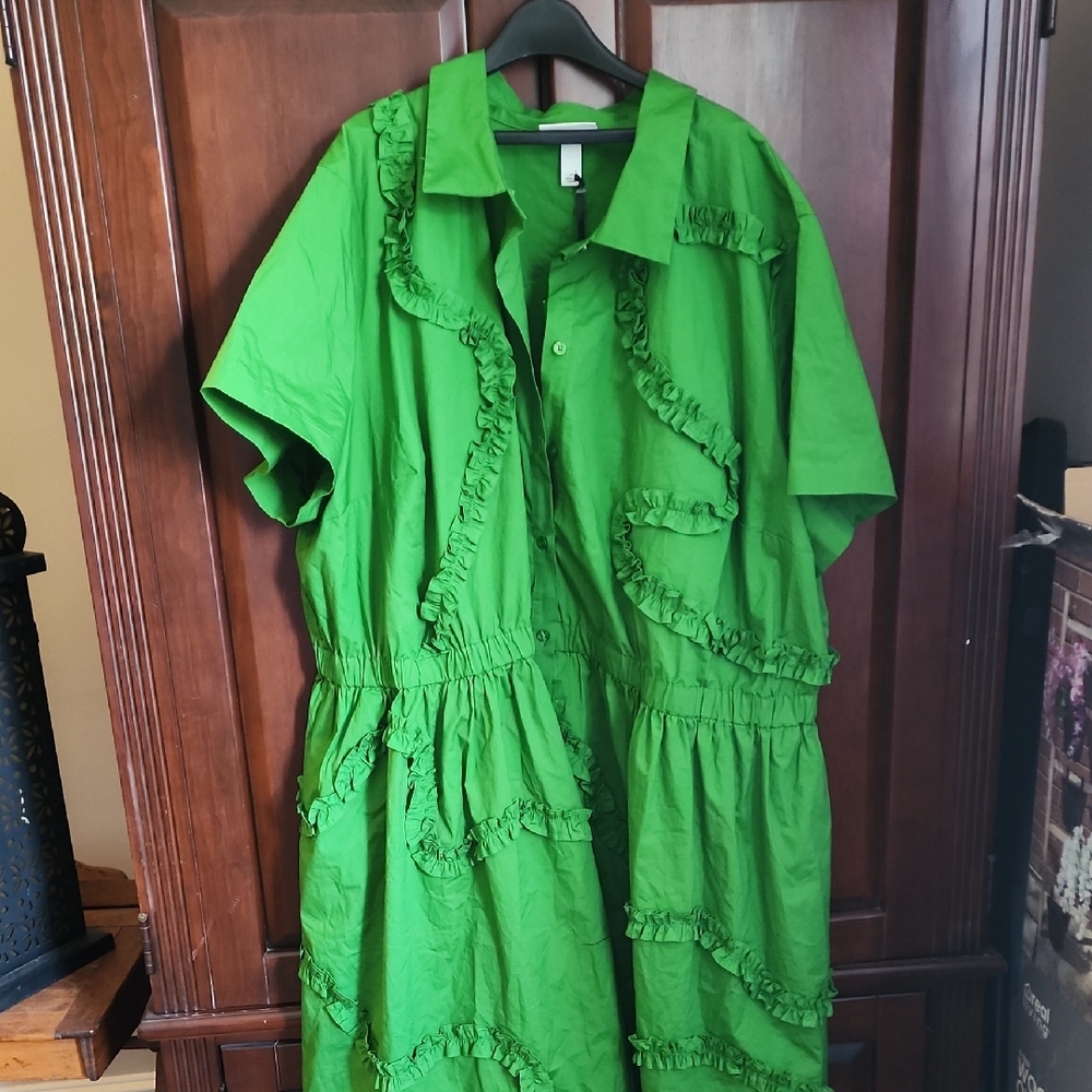 kate spade Green Ruffle Midi Dress